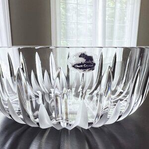Vintage Royal Doulton Carnegie 24% Lead Crystal 9" Salad Bowl Czech Republic NWT